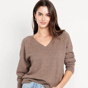 Old Navy SoSoft Loose V-Neck Sweater Driftwood Heather in Medium